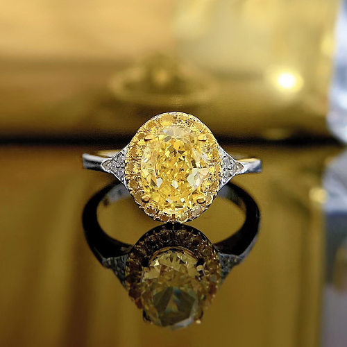 Anel aberto de diamante de alto carbono com embutimento geométrico brilhante elegante de cobre