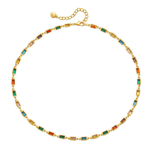 Bunte Damen-Halskette mit Kupferbeschichtung und Inlay-Glas, 1 Stück