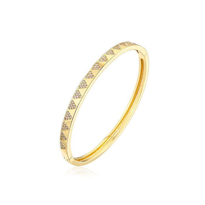 Fashion Plating 18K Gold Micro Inlaid Zircon Snake-Shaped Geometric Copper Bracelet