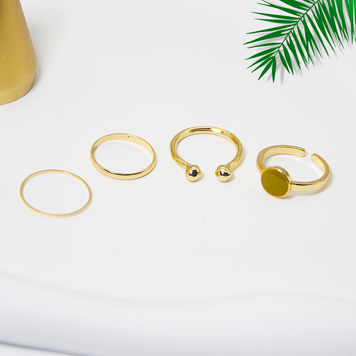 Anéis abertos banhados a ouro do chapeamento de cobre da liga redonda do estilo simples