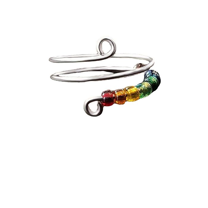Bohemian Multicolor Stainless Steel Beaded Plating Open Ring 1 Piece