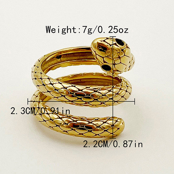 Funny Rock Punk Snake Stainless Steel Polishing Plating Gold Plated Rings