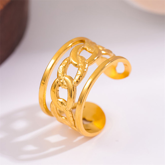 Lady Simple Style Round Stainless Steel Plating 18K Gold Plated Open Rings