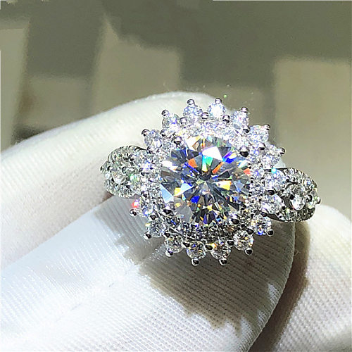 Accessories Women's Wedding Copper Plated Platinum Zircon Copper Ring Wholesale