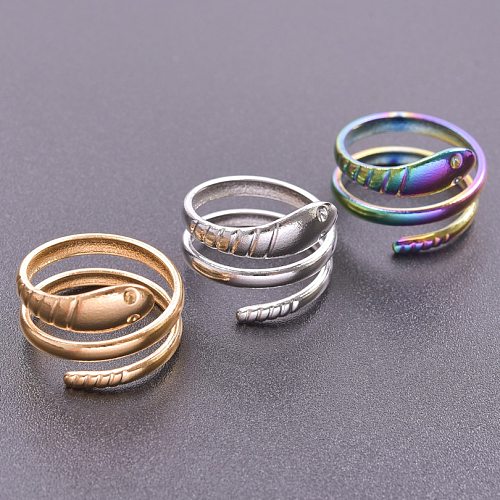 Wholesale 1 Piece Simple Style Snake Titanium Steel Gold Plated Rings