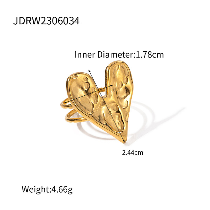 Offene Ringe in Herzform im IG-Stil mit Edelstahlbeschichtung und 18-Karat-Vergoldung