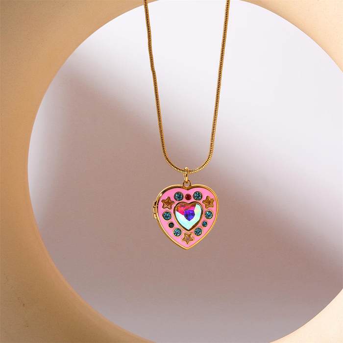 Collar pendiente de los diamantes artificiales del cobre de la forma simple del corazón del estilo en bulto