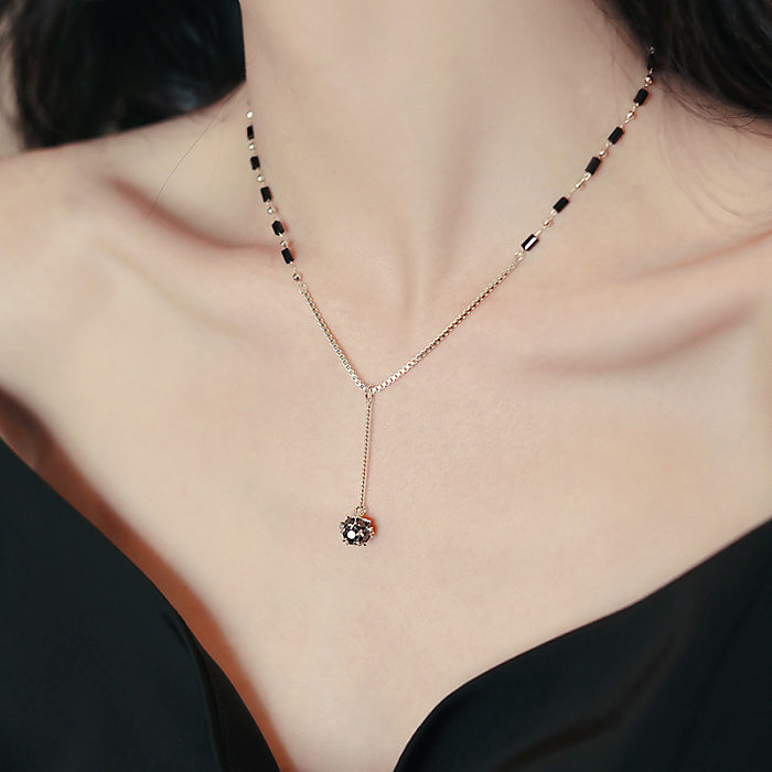 Lady Ball Künstliche Kristall-Kupfer-Perlen-Anhänger-Halskette