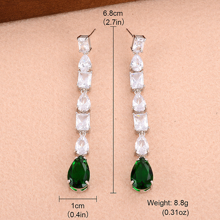 1 Pair Elegant Vintage Style Solid Color Plating Inlay Copper Zircon White K Drop Earrings