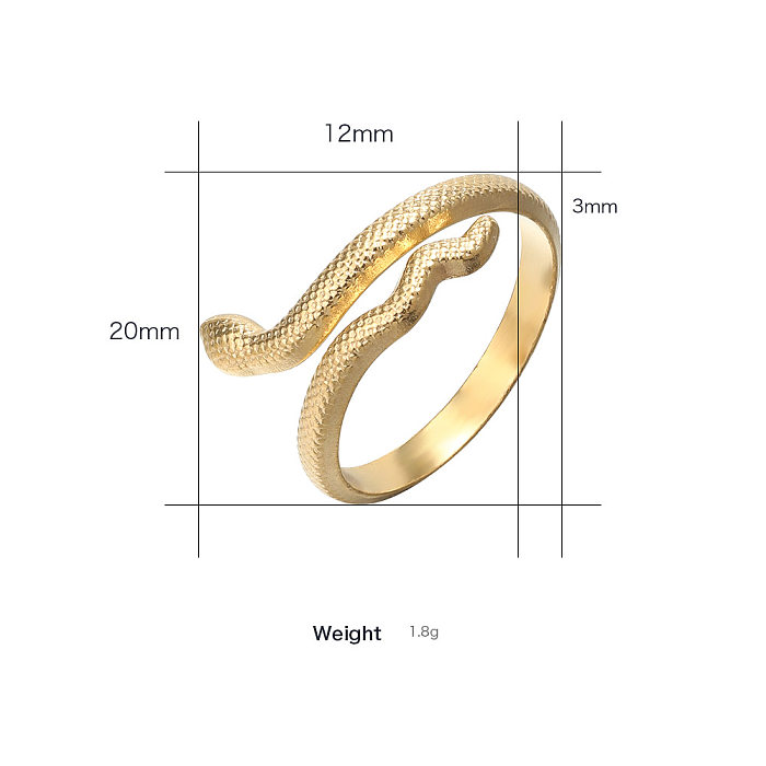 Anel de aço de titânio ajustável aberto da série Snake simples da moda
