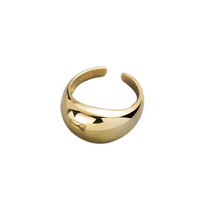 Anel liso simples e liso, moda criativa, abertura geométrica, anel de cobre com temperamento ajustável