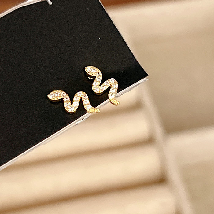 Simple Style Butterfly Copper Inlay Ear Studs