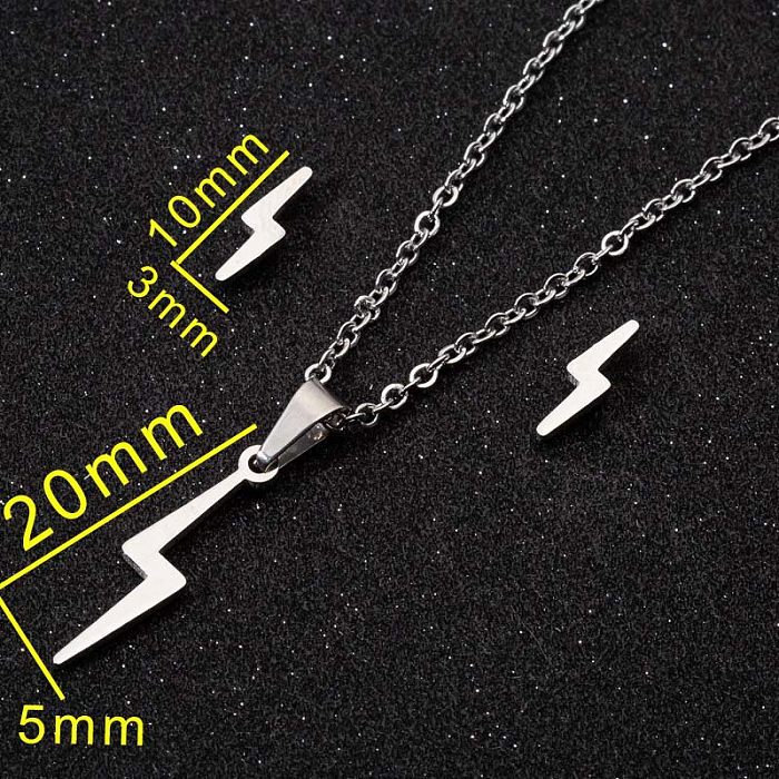1 Set Simple Style Lightning Stainless Steel Plating Earrings Necklace