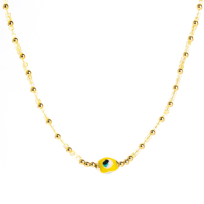 Fashion Devil'S Eye Copper Beaded Enamel Necklace 1 Piece