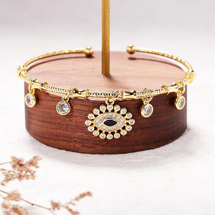 Estilo moderno comute animal árvore coração forma cobre chapeamento incrustação zircão banhado a ouro 18K pulseira