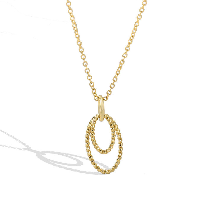Simple Style Oval Copper Plating 18K Gold Plated Pendant Necklace