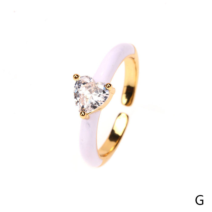 Wholesale Simple Heart Zircon Copper Ring jewelry