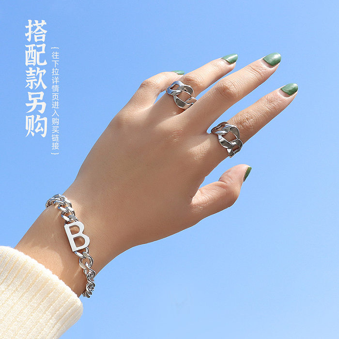 Simple Exaggerated Hip Hop Style Thick Chain Ring