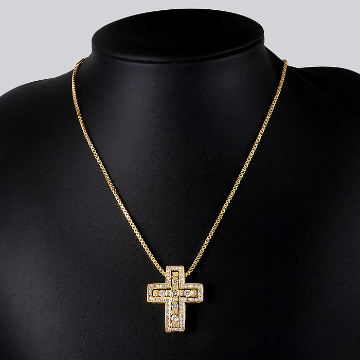 Halskette mit Kreuz-Kupfer-Zirkon-Anhänger „Pendelkreuz“ in großen Mengen