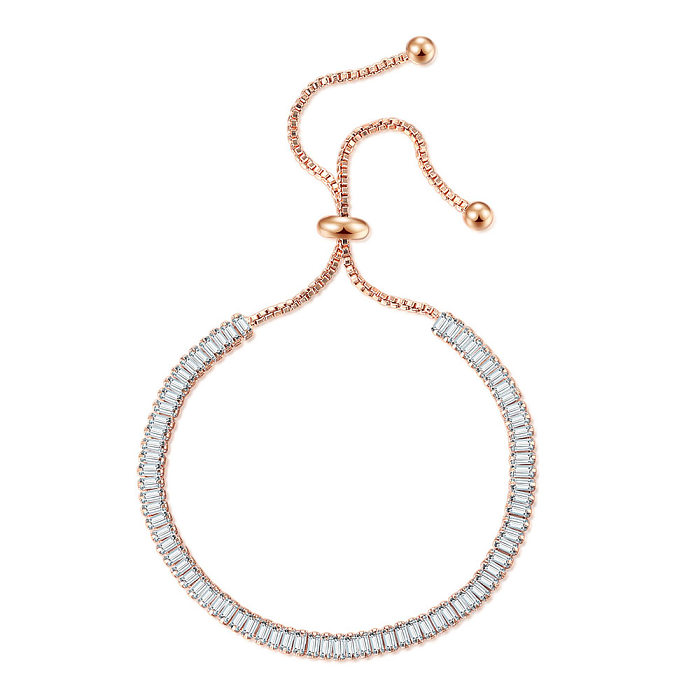 Glam Rectangle Copper Inlay Zircon Bracelets