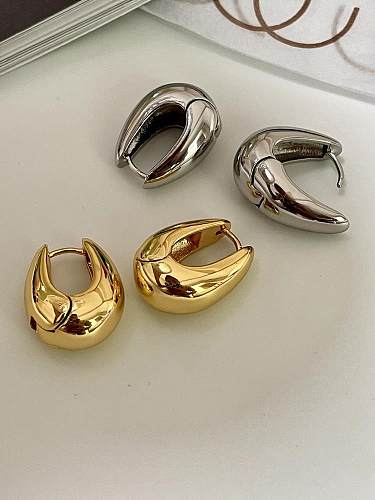 Retro Solid Color Brass Plating Hoop Earrings 1 Pair