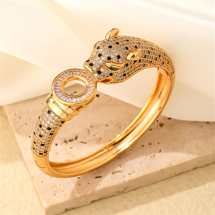 Vintage Style Geometric Copper Plating Inlay Zircon White Gold Plated Gold Plated Rings Bracelets