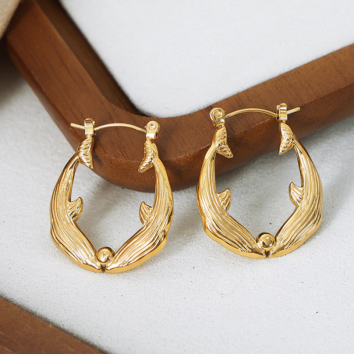 Geometrische Ohrringe im Vintage-Stil mit Titanstahlbeschichtung und 18-Karat-Vergoldung