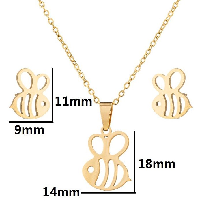 Fashion Animal Stainless Steel Plating Earrings Necklace 1 Set
