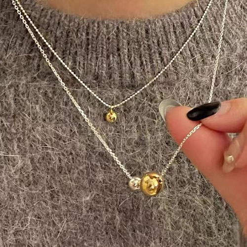 Vintage Style Round Color Block Brass Plating Silver Plated Pendant Necklace