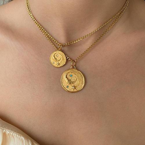 Europäische und amerikanische Twin Nische Vintage Goldmünze Anhänger Porträt Mond XINGX Münze Münze Anhänger Halskette