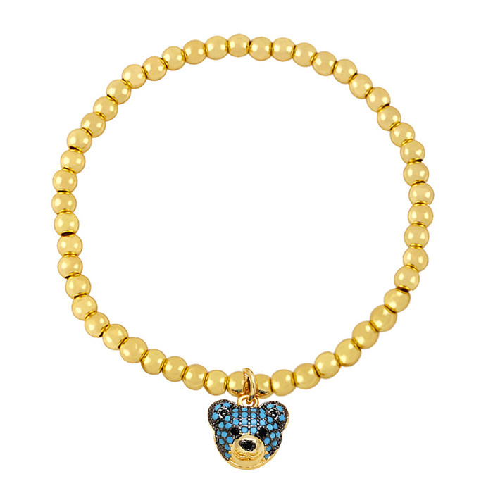 IG Style Hip-Hop Fashion Bear Copper Beaded Plating Inlay Zircon Bracelets