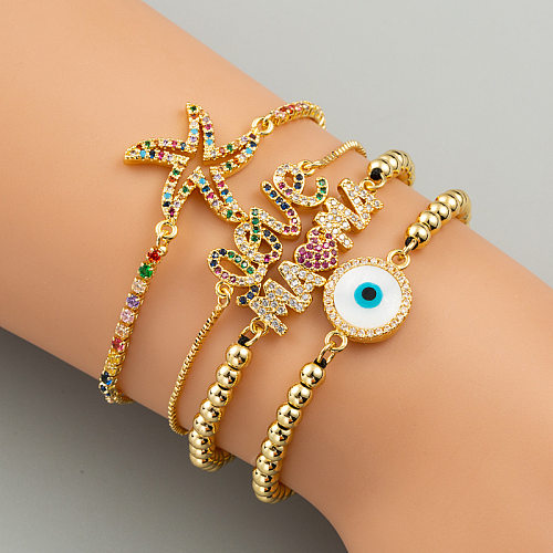 Pulseiras moda alfabeto pulseira de cristal feminino cobre incrustado cor zircão pulseira