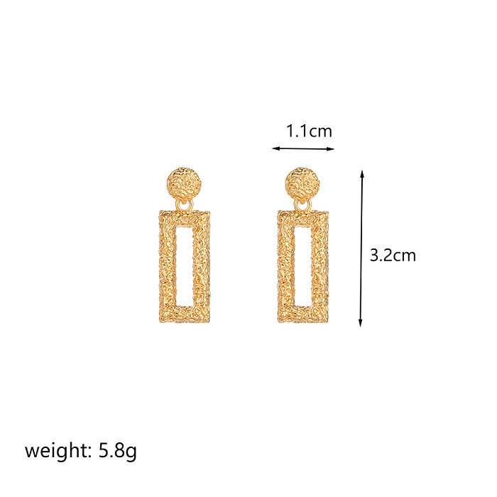 1 Pair Simple Style Oval Rectangle Plating Copper 18K Gold Plated Silver Plated Drop Earrings