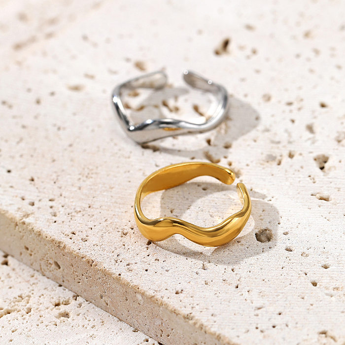 Glamouröse, unregelmäßige, geometrische, vergoldete, versilberte offene Ringe aus Edelstahl