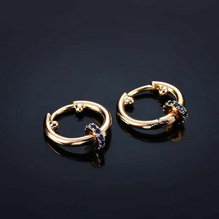 1 Pair Commute Circle Plating Inlay Copper Zircon Gold Plated Earrings