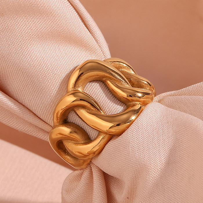 Vintage Style Simple Style Classic Style Solid Color Stainless Steel 18K Gold Plated Rings In Bulk