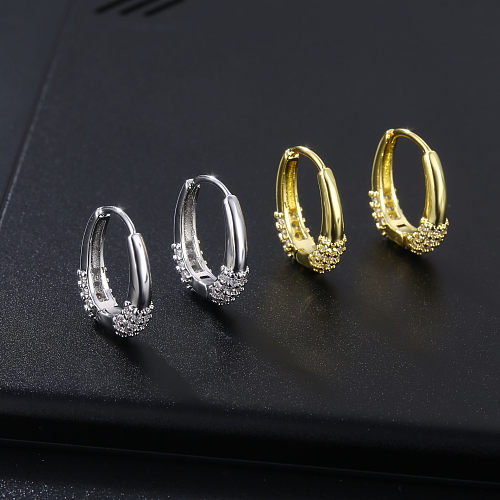 1 Pair Simple Style U Shape Plating Inlay Copper Zircon Silver Plated Hoop Earrings