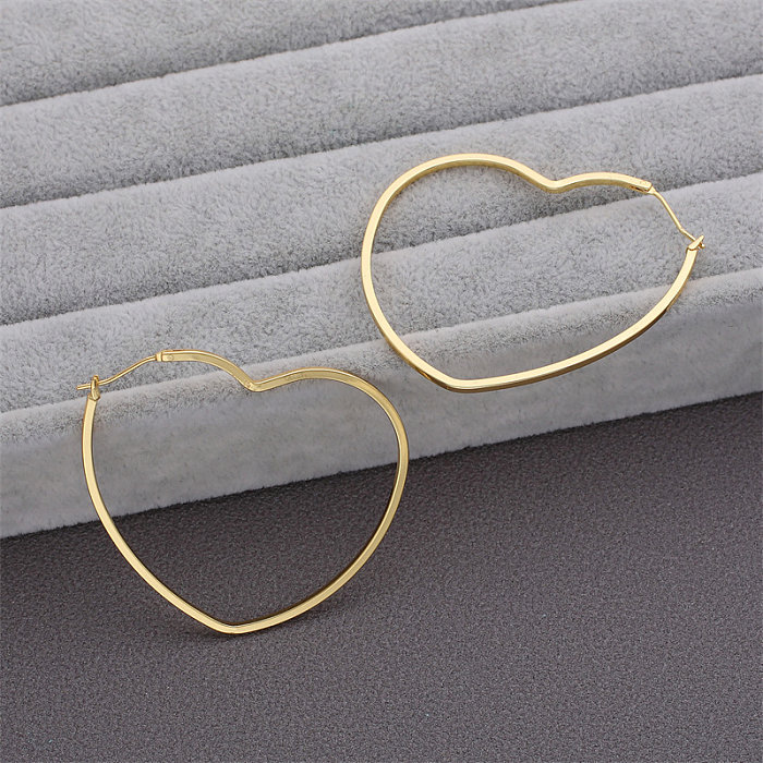 1 Pair Simple Style Classic Style Heart Shape Plating Copper Gold Plated Earrings