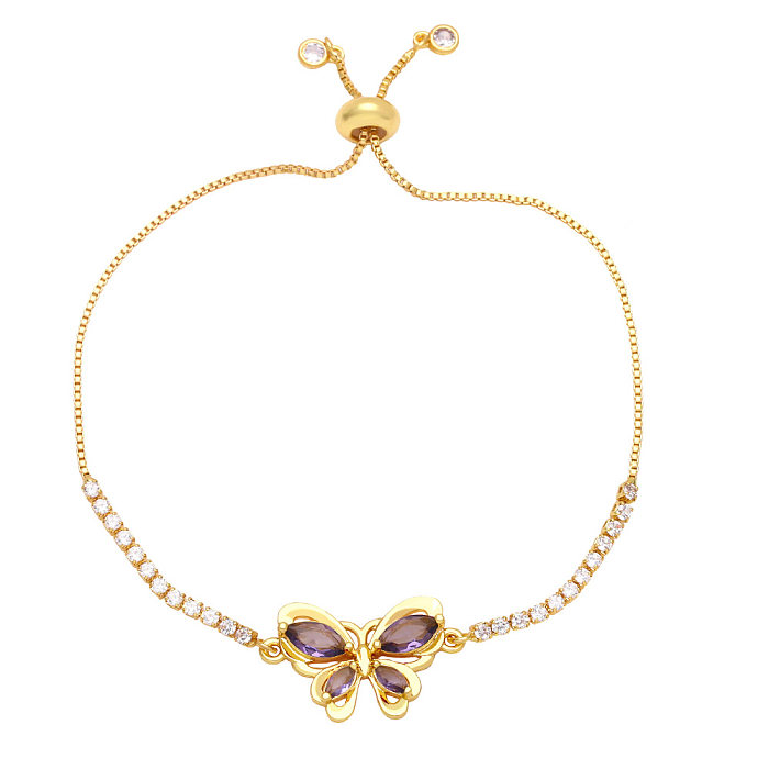 Fashion Simple Butterfly Bracelet Copper 18K Gold-plated Inlaid Zircon Bracelet