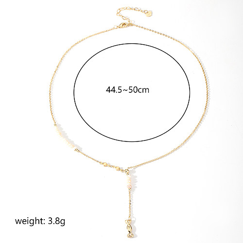 IG Style Commute Candy Copper Pearl Plating 18K Gold Plated Pendant Necklace