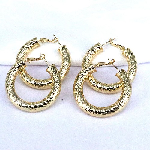 1 Pair Hip-Hop Classic Style Geometric Copper Plating Gold Plated Hoop Earrings