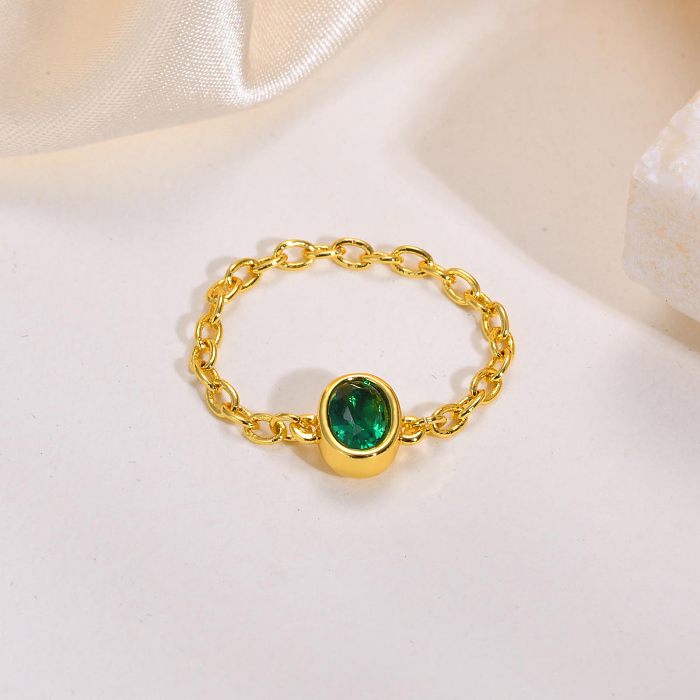 Elegant Simple Style Geometric Brass Plating Inlay Zircon Gold Plated Rings