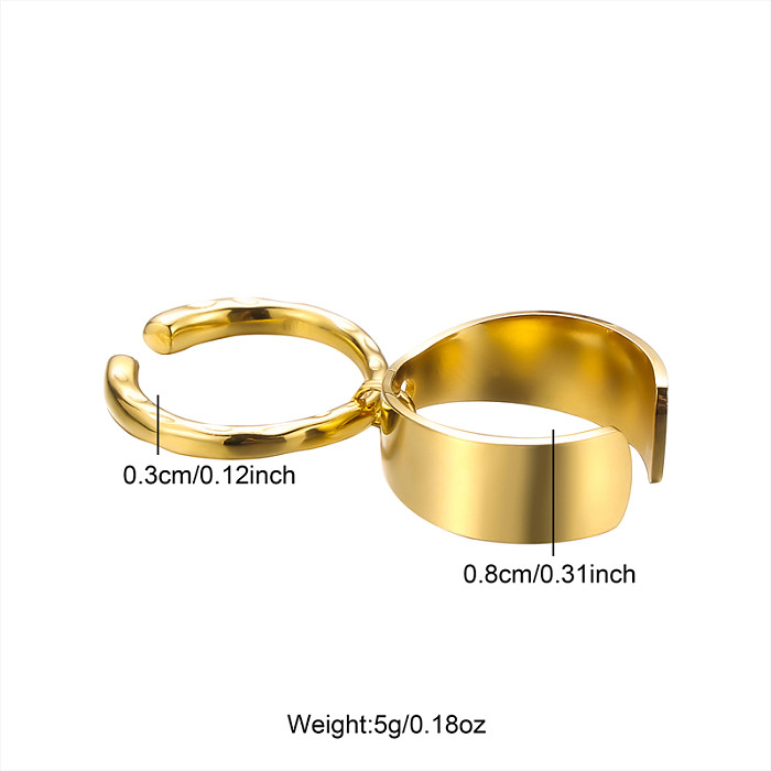 Casual Retro Solid Color Stainless Steel Open Rings