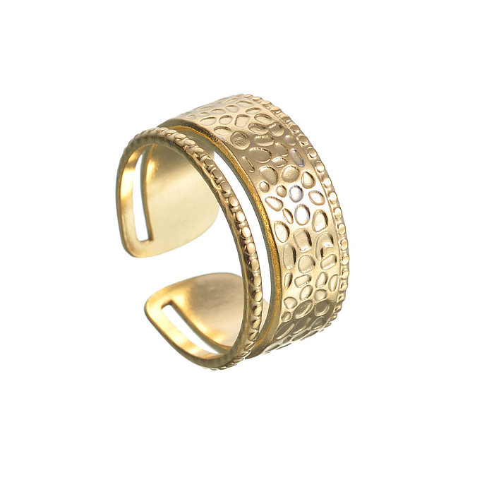 O chapeamento de aço Titanium do anel dobro do estilo simples oca para fora o anel aberto