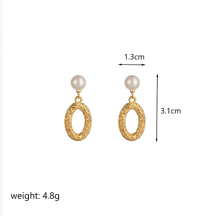 1 Pair Simple Style Oval Rectangle Plating Copper 18K Gold Plated Silver Plated Drop Earrings