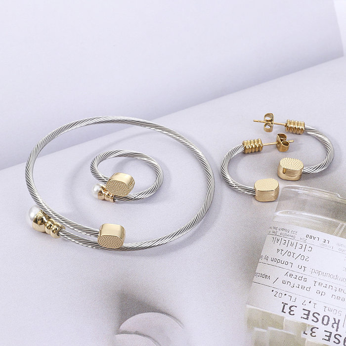 Mode-Kreis-Edelstahl-Inlay, künstliche Edelsteine, Ringe, Armbänder, Ohrringe, 1 Stück, 1 Paar