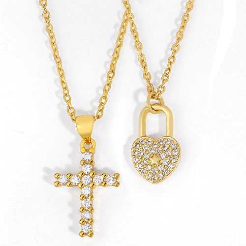 Modèles d'explosion bijoux diamant croix collier amour serrure pendentif collier ras du cou bijoux en gros bijoux