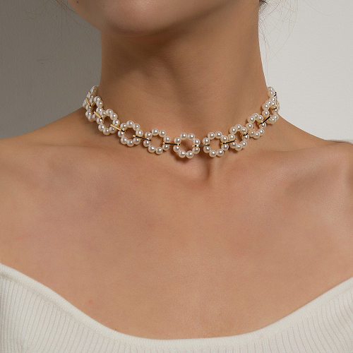 1 Piece Lady Geometric Copper Plating Alloy Pearl Choker