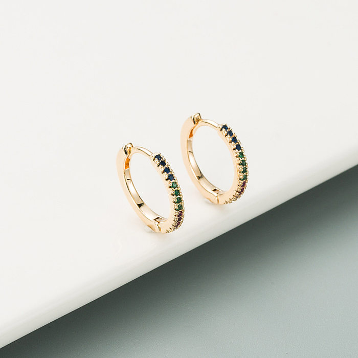 Fashion Inlaid Colored Zircon Brass Earrings