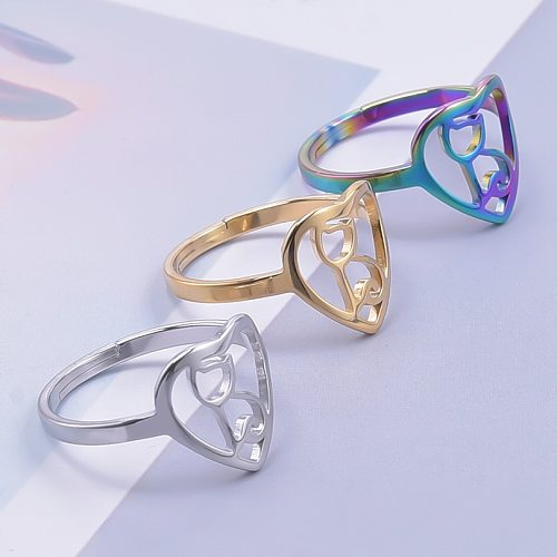 Anillos chapados en oro con revestimiento de acero inoxidable de color sólido Commute